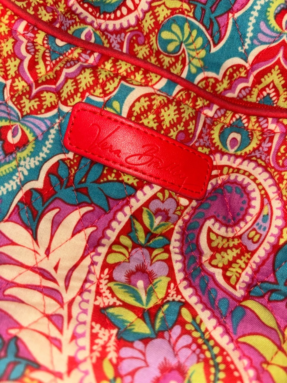 Vera Bradley Paisley Quilted Tote in Teal, Pink & Red